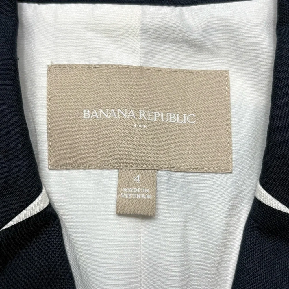Banana Republic Striped Blazer 4 Navy White 3/4 Sleeve Nautical Preppy Career - Picture 10 of 12